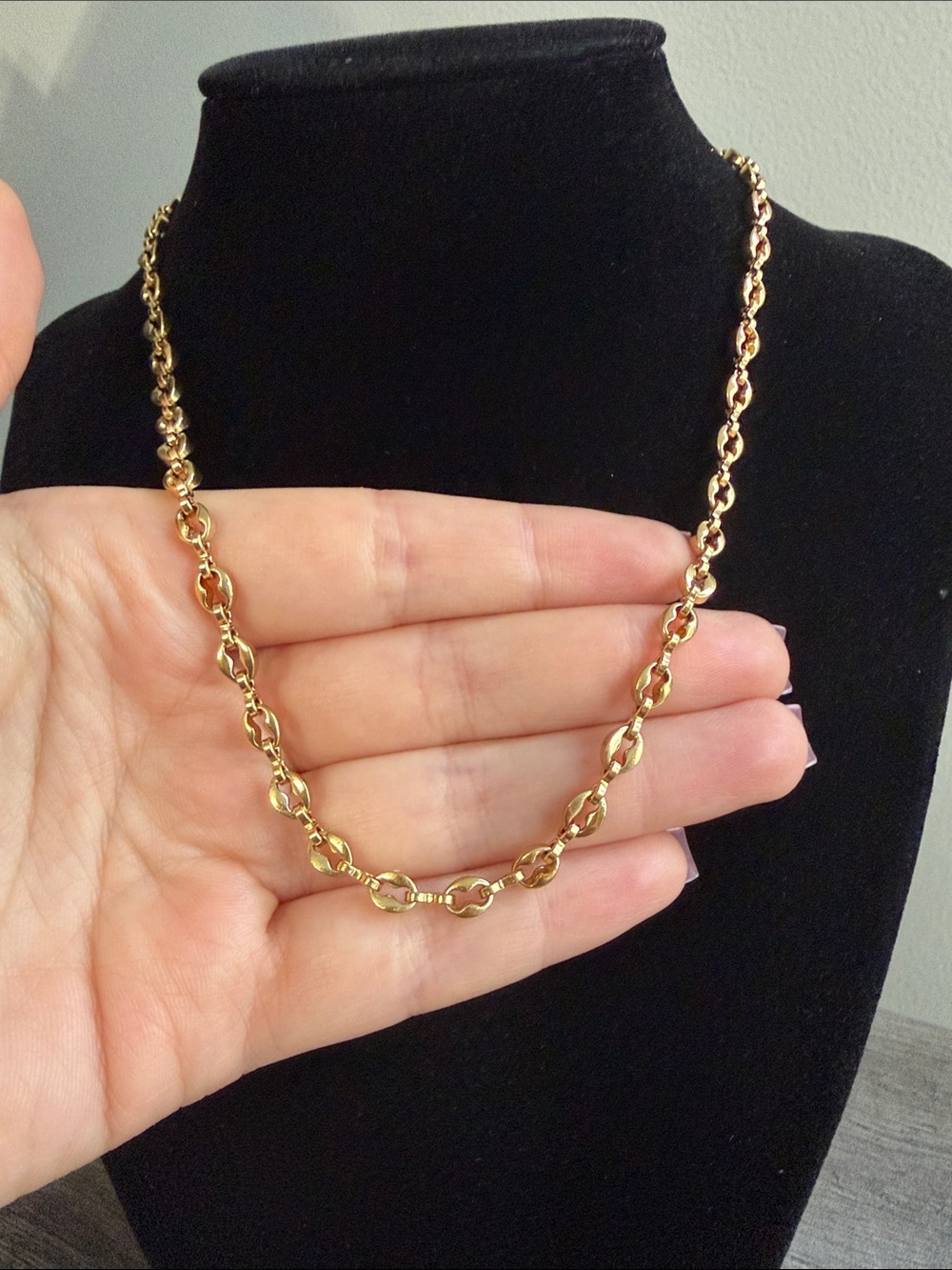 gold plated stainless steel round link chain necklace - Picture 4 of 4